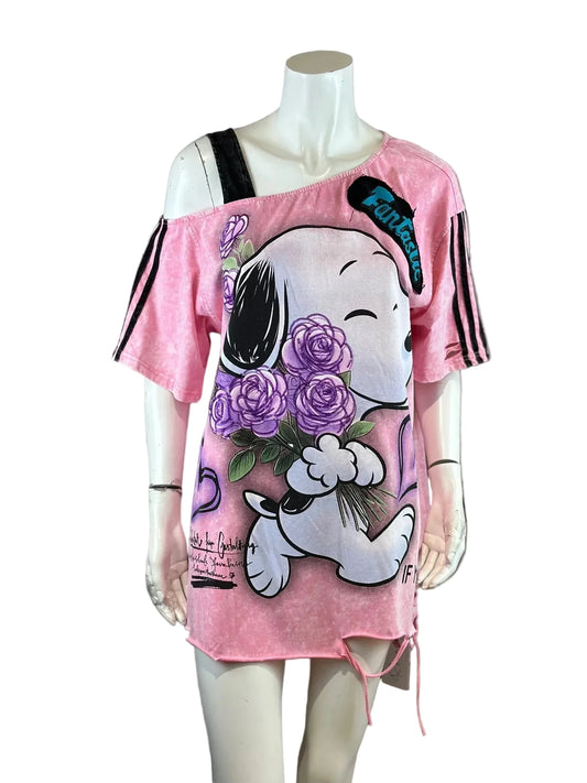 Snoopy Off Shoulder Shirt in rosa von Rose
