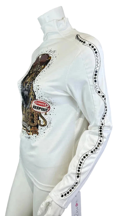 Leichter Tiger Rollkragen Pulli in weiß von Rose